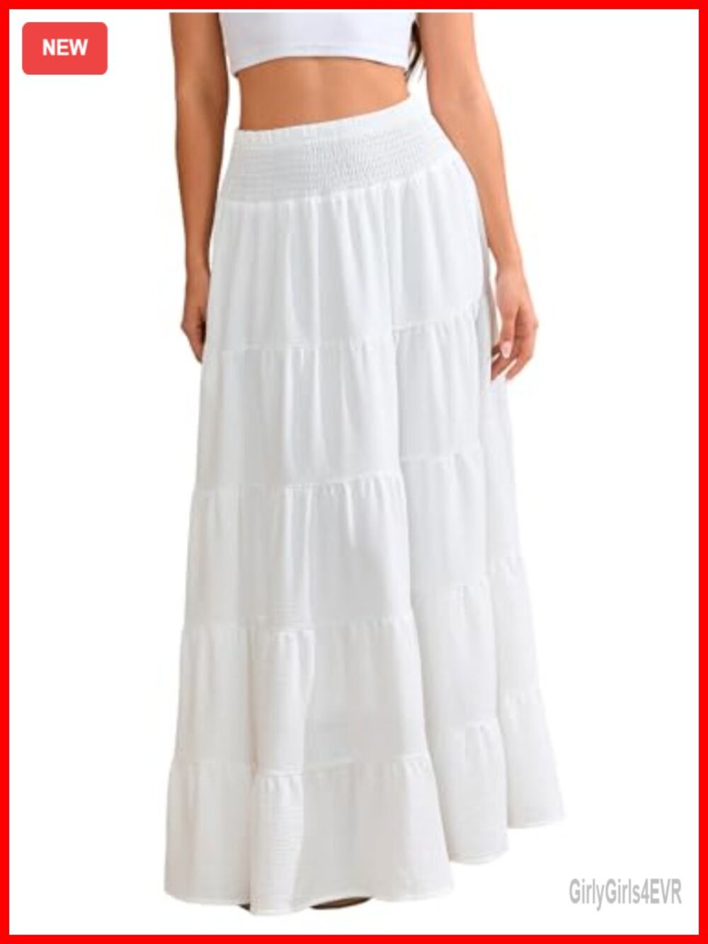 Women's Flowy Tiered Maxi Skirt A-Line Gingham Floral Smocked Waist Pockets